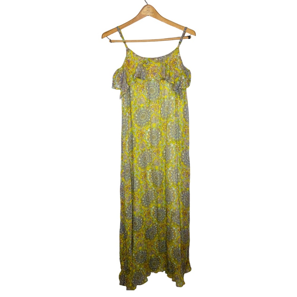 Antik Batik Pastel Kaleidoscope Print Flowy Sleeveless Silk Maxi Dress XS - Picture 2 of 8